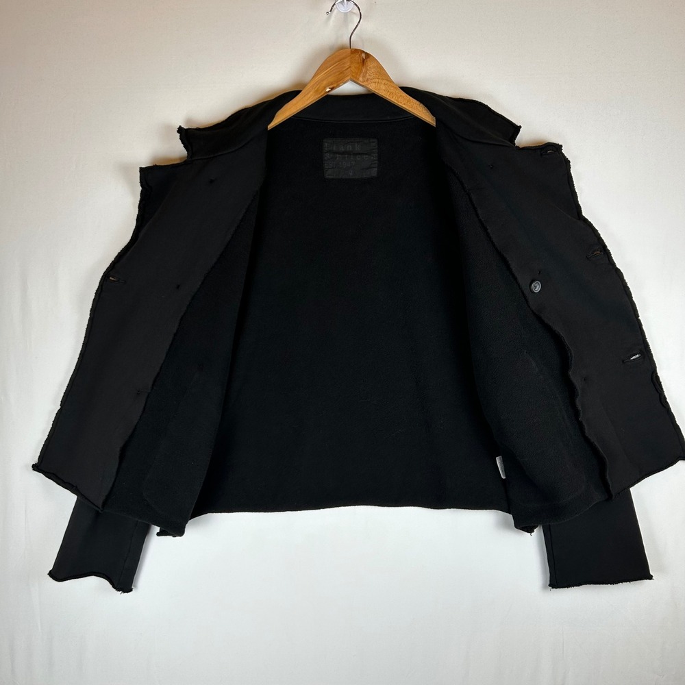 Frank & Eileen Mini Belfast Crop Knit Pea Coat Black Cotton Medium LABCROP - Picture 11 of 11